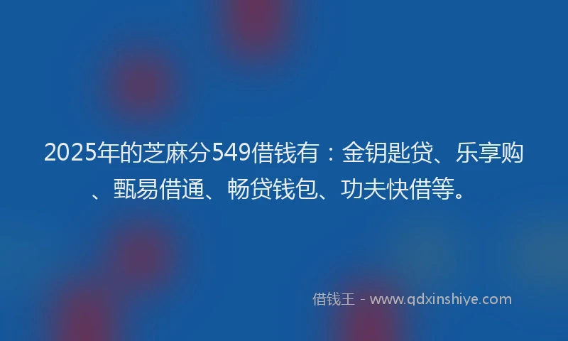 2025年的芝麻分549借钱有：金钥匙贷、乐享购、甄易借通、畅贷钱包、功夫快借等。