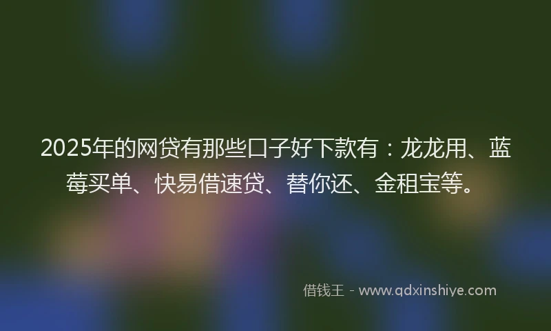 2025年的网贷有那些口子好下款有：龙龙用、蓝莓买单、快易借速贷、替你还、金租宝等。
