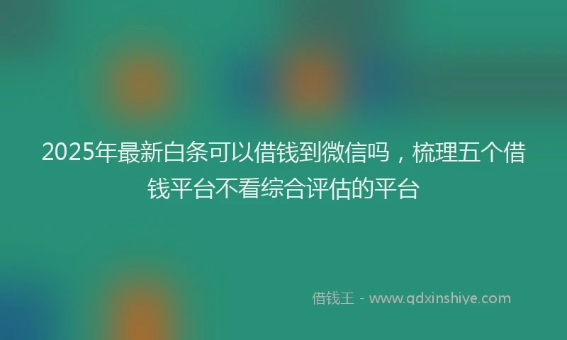 2025年最新白条可以借钱到微信吗，梳理五个借钱平台不看综合评估的平台