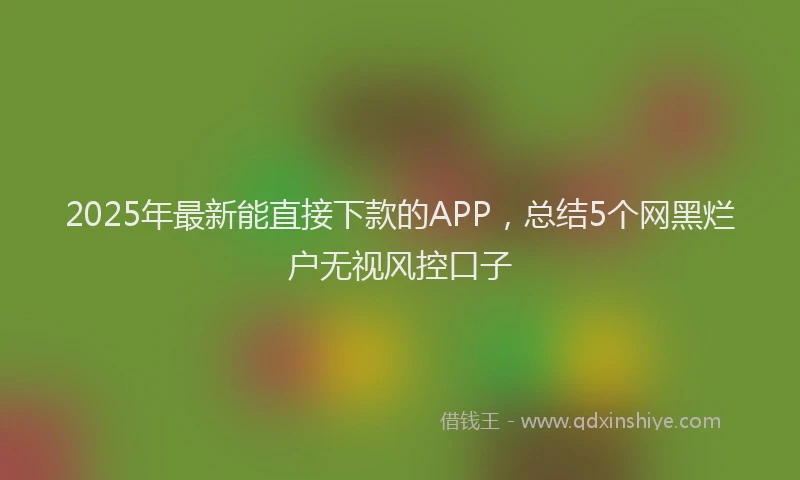 2025年最新能直接下款的APP，总结5个网黑烂户无视风控口子