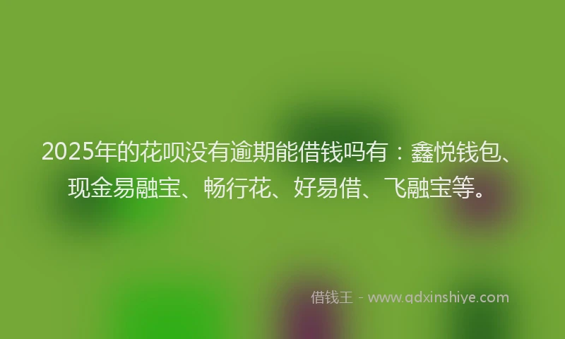 2025年的花呗没有逾期能借钱吗有：鑫悦钱包、现金易融宝、畅行花、好易借、飞融宝等。