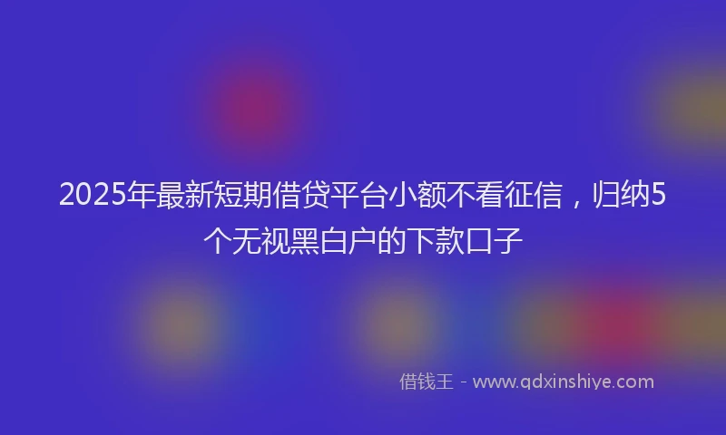 2025年最新短期借贷平台小额不看征信，归纳5个无视黑白户的下款口子