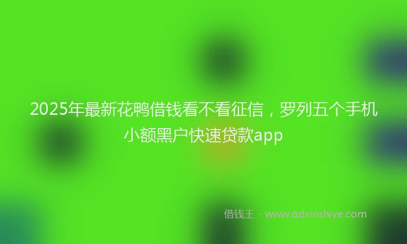 2025年最新花鸭借钱看不看征信，罗列五个手机小额黑户快速贷款app