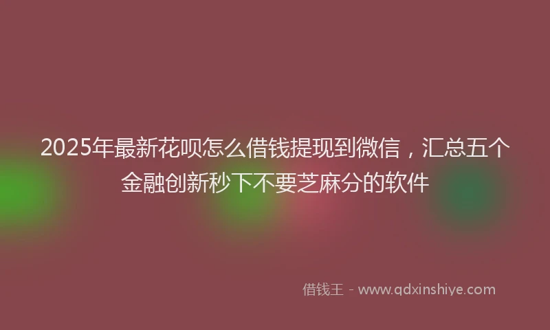 2025年最新花呗怎么借钱提现到微信，汇总五个金融创新秒下不要芝麻分的软件