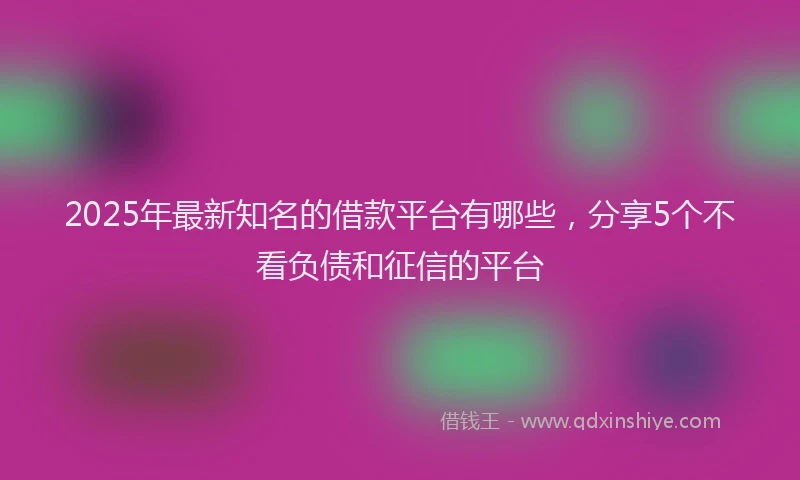 2025年最新知名的借款平台有哪些，分享5个不看负债和征信的平台
