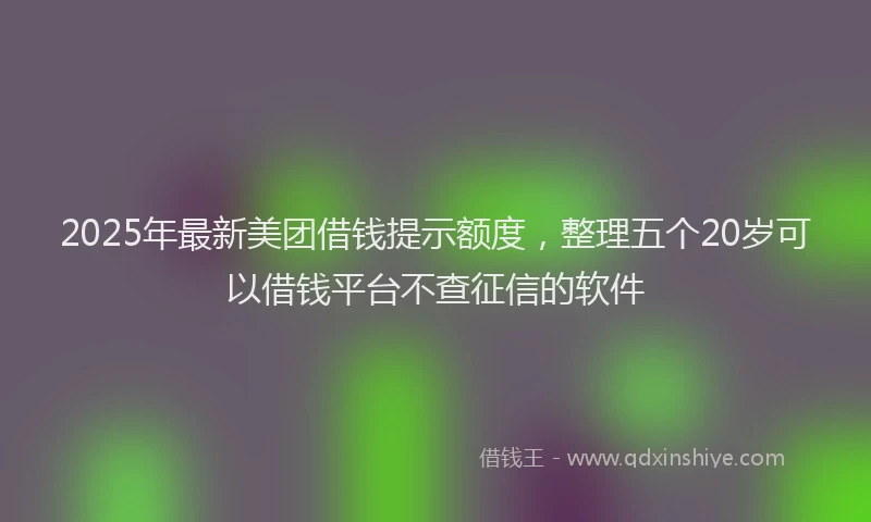 2025年最新美团借钱提示额度，整理五个20岁可以借钱平台不查征信的软件