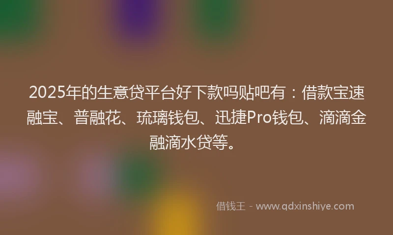 2025年的生意贷平台好下款吗贴吧有：借款宝速融宝、普融花、琉璃钱包、迅捷Pro钱包、滴滴金融滴水贷等。