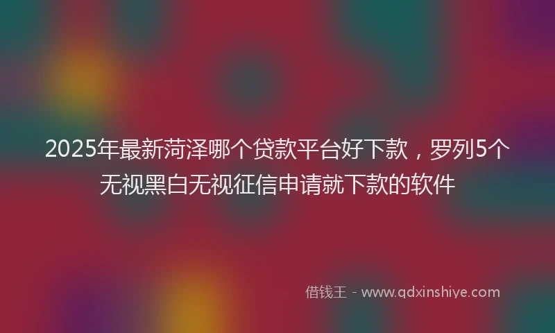2025年最新菏泽哪个贷款平台好下款，罗列5个无视黑白无视征信申请就下款的软件