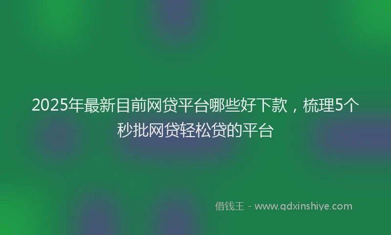 2025年最新目前网贷平台哪些好下款，梳理5个秒批网贷轻松贷的平台