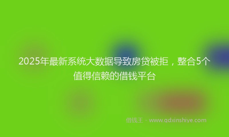 2025年最新系统大数据导致房贷被拒，整合5个值得信赖的借钱平台