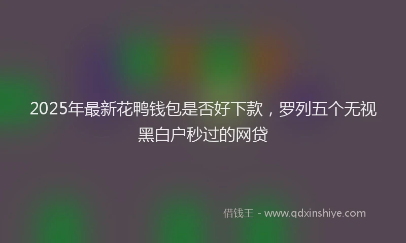 2025年最新花鸭钱包是否好下款，罗列五个无视黑白户秒过的网贷