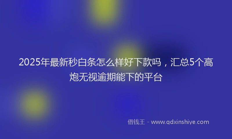 2025年最新秒白条怎么样好下款吗，汇总5个高炮无视逾期能下的平台