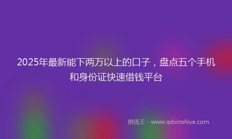 2025年最新能下两万以上的口子，盘点五个手机和身份证快速借钱平台