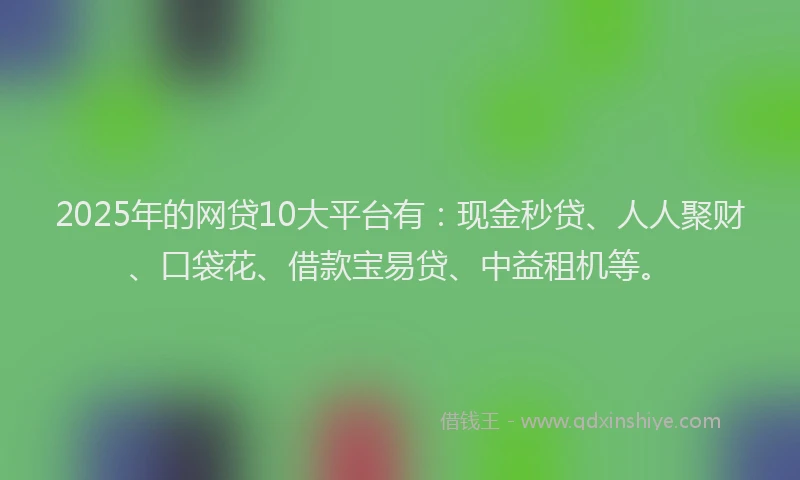 2025年的网贷10大平台有：现金秒贷、人人聚财、口袋花、借款宝易贷、中益租机等。