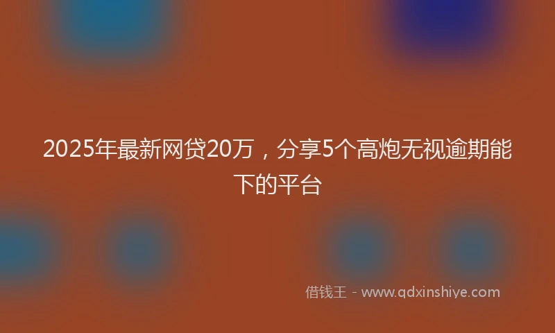 2025年最新网贷20万，分享5个高炮无视逾期能下的平台