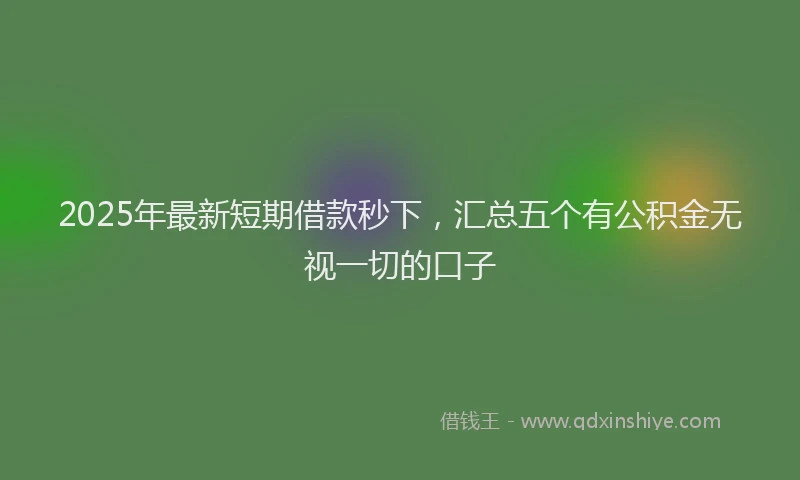 2025年最新短期借款秒下，汇总五个有公积金无视一切的口子