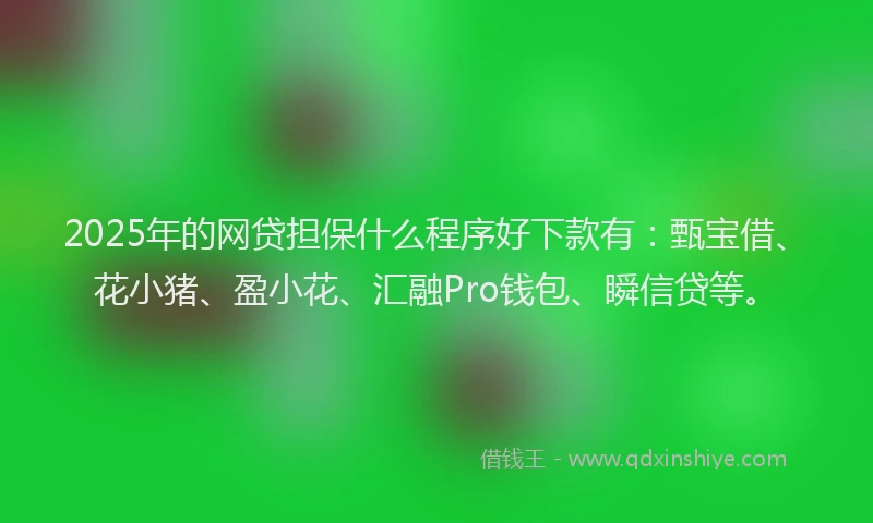 2025年的网贷担保什么程序好下款有：甄宝借、花小猪、盈小花、汇融Pro钱包、瞬信贷等。