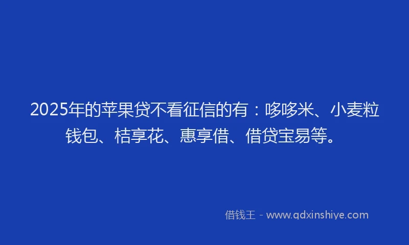 2025年的苹果贷不看征信的有：哆哆米、小麦粒钱包、桔享花、惠享借、借贷宝易等。