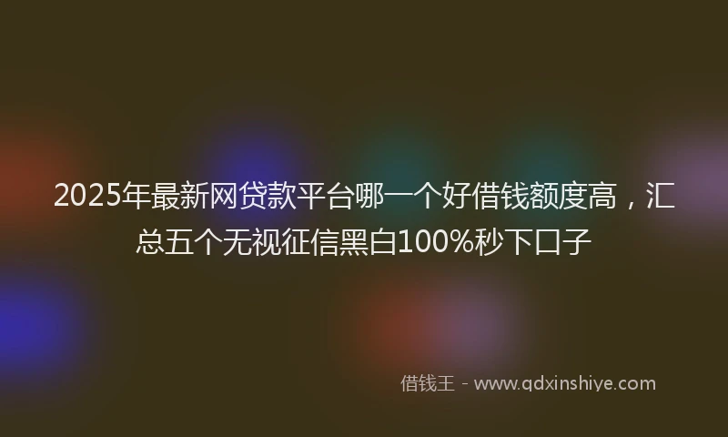 2025年最新网贷款平台哪一个好借钱额度高，汇总五个无视征信黑白100%秒下口子