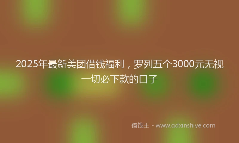 2025年最新美团借钱福利，罗列五个3000元无视一切必下款的口子