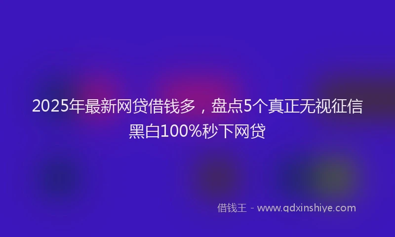 2025年最新网贷借钱多，盘点5个真正无视征信黑白100%秒下网贷