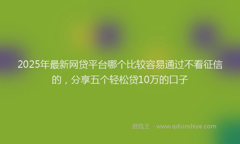 2025年最新网贷平台哪个比较容易通过不看征信的，分享五个轻松贷10万的口子