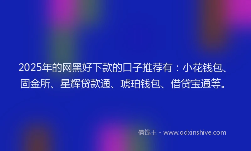 2025年的网黑好下款的口子推荐有：小花钱包、固金所、星辉贷款通、琥珀钱包、借贷宝通等。