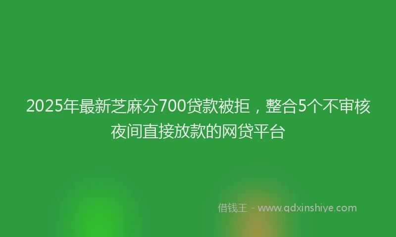 2025年最新芝麻分700贷款被拒，整合5个不审核夜间直接放款的网贷平台