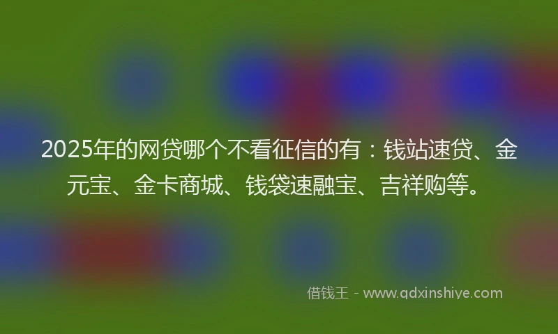 2025年的网贷哪个不看征信的有：钱站速贷、金元宝、金卡商城、钱袋速融宝、吉祥购等。