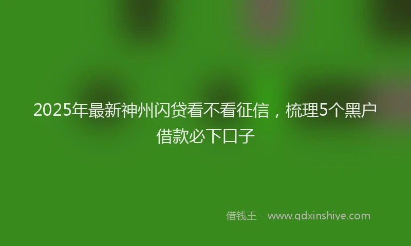 2025年最新神州闪贷看不看征信，梳理5个黑户借款必下口子