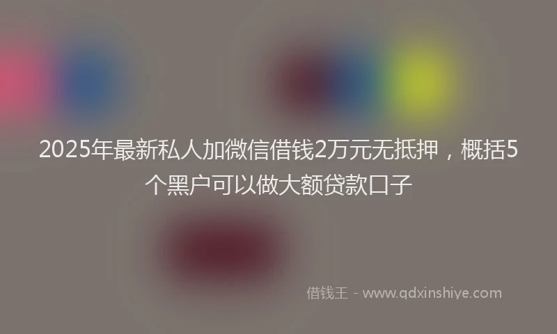 2025年最新私人加微信借钱2万元无抵押，概括5个黑户可以做大额贷款口子