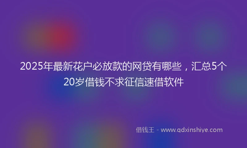 2025年最新花户必放款的网贷有哪些，汇总5个20岁借钱不求征信速借软件