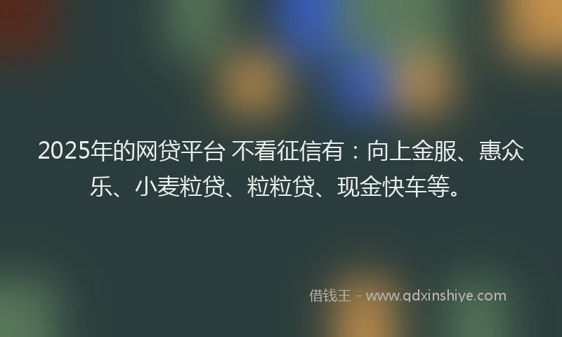 2025年的网贷平台 不看征信有：向上金服、惠众乐、小麦粒贷、粒粒贷、现金快车等。