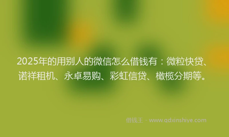 2025年的用别人的微信怎么借钱有：微粒快贷、诺祥租机、永卓易购、彩虹信贷、橄榄分期等。