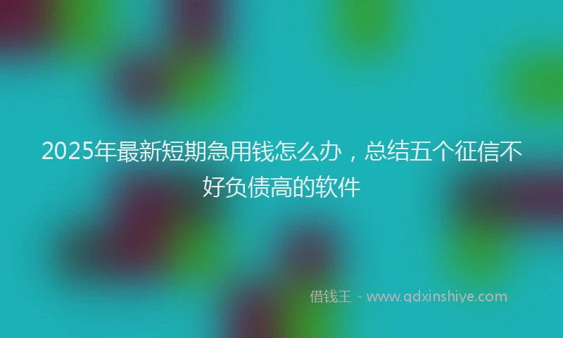 2025年最新短期急用钱怎么办，总结五个征信不好负债高的软件