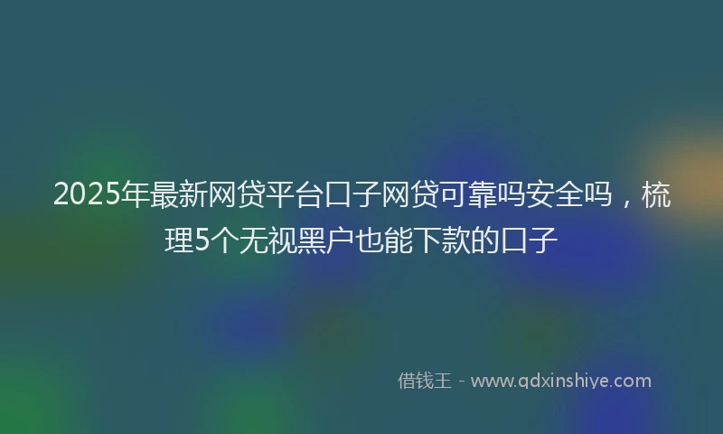 2025年最新网贷平台口子网贷可靠吗安全吗，梳理5个无视黑户也能下款的口子
