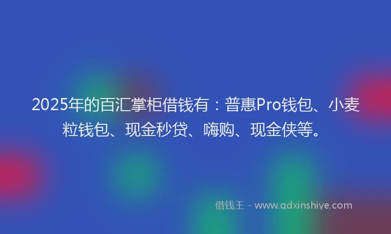 2025年的百汇掌柜借钱有：普惠Pro钱包、小麦粒钱包、现金秒贷、嗨购、现金侠等。