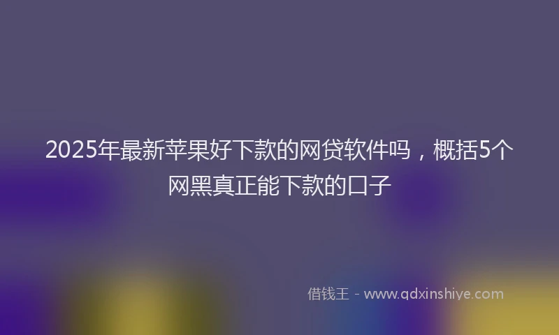 2025年最新苹果好下款的网贷软件吗，概括5个网黑真正能下款的口子
