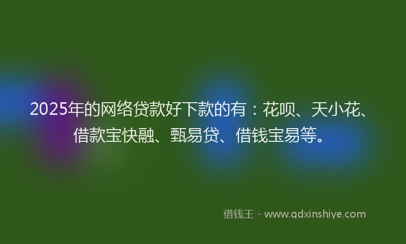2025年的网络贷款好下款的有：花呗、天小花、借款宝快融、甄易贷、借钱宝易等。