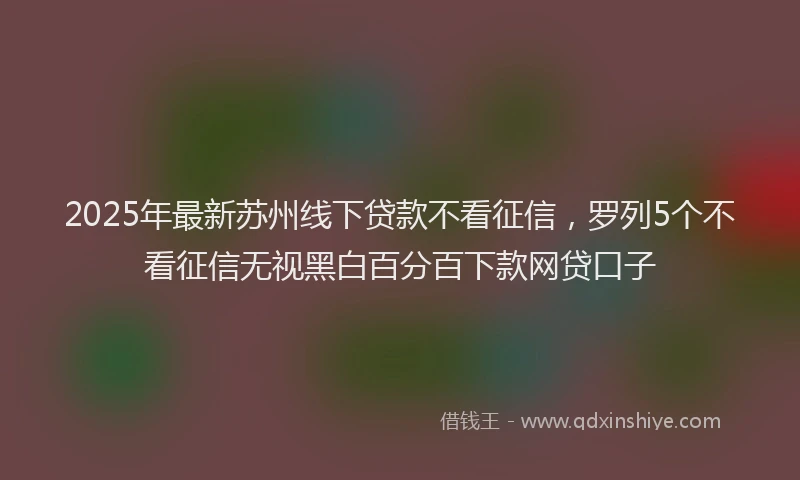 2025年最新苏州线下贷款不看征信，罗列5个不看征信无视黑白百分百下款网贷口子
