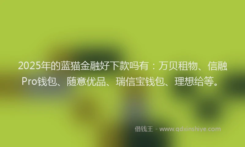 2025年的蓝猫金融好下款吗有：万贝租物、信融Pro钱包、随意优品、瑞信宝钱包、理想给等。