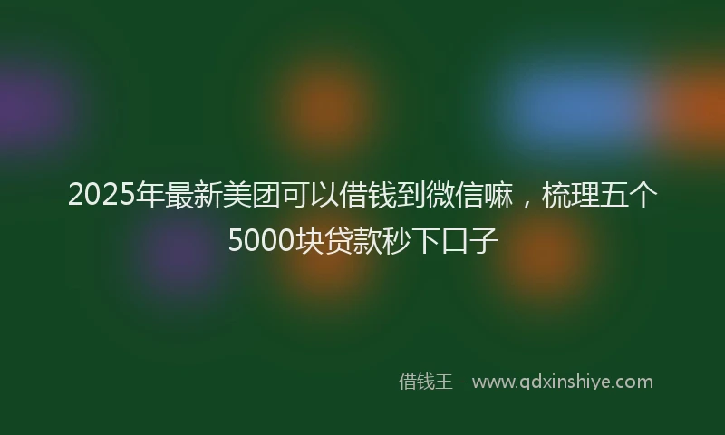 2025年最新美团可以借钱到微信嘛，梳理五个5000块贷款秒下口子
