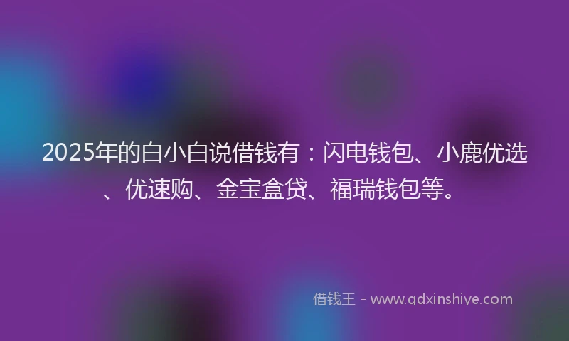 2025年的白小白说借钱有：闪电钱包、小鹿优选、优速购、金宝盒贷、福瑞钱包等。