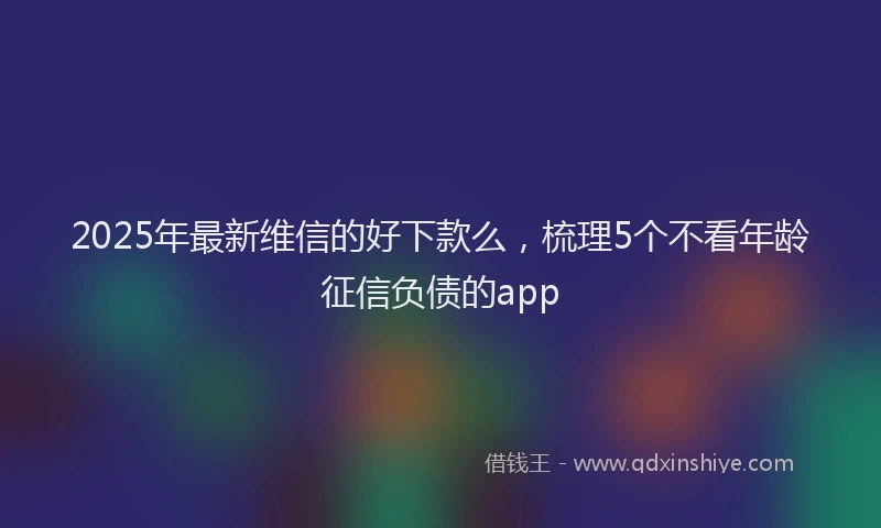 2025年最新维信的好下款么，梳理5个不看年龄征信负债的app