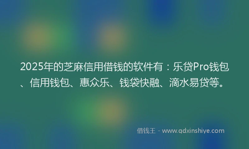 2025年的芝麻信用借钱的软件有：乐贷Pro钱包、信用钱包、惠众乐、钱袋快融、滴水易贷等。
