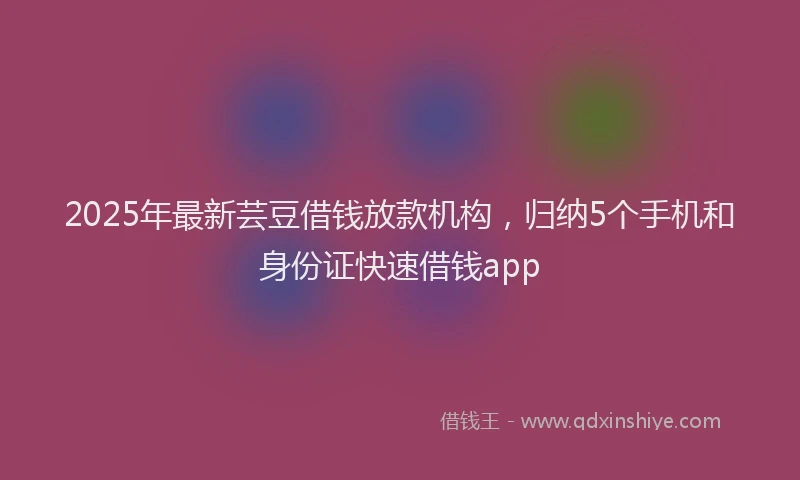 2025年最新芸豆借钱放款机构，归纳5个手机和身份证快速借钱app