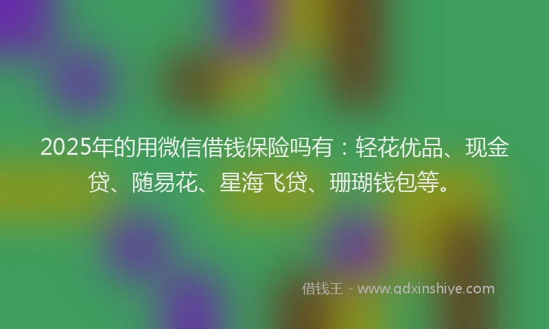 2025年的用微信借钱保险吗有：轻花优品、现金贷、随易花、星海飞贷、珊瑚钱包等。