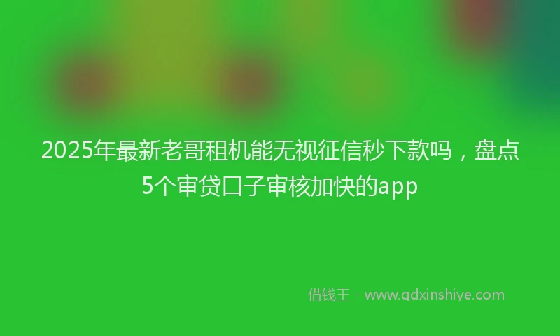 2025年最新老哥租机能无视征信秒下款吗，盘点5个审贷口子审核加快的app
