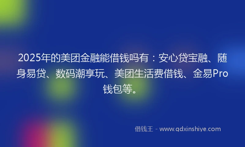 2025年的美团金融能借钱吗有：安心贷宝融、随身易贷、数码潮享玩、美团生活费借钱、金易Pro钱包等。