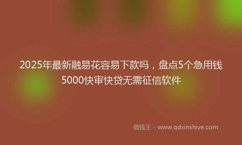 2025年最新融易花容易下款吗，盘点5个急用钱5000快审快贷无需征信软件